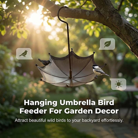 🐦 LIMITED-TIME 40% OFF! ✨ Hanging Umbrella Bird Feeder & Bath – Dual-Use, Rust-Resistant, Vintage Garden Decor ☂️
