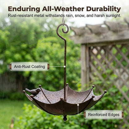 🐦 LIMITED-TIME 40% OFF! ✨ Hanging Umbrella Bird Feeder & Bath – Dual-Use, Rust-Resistant, Vintage Garden Decor ☂️