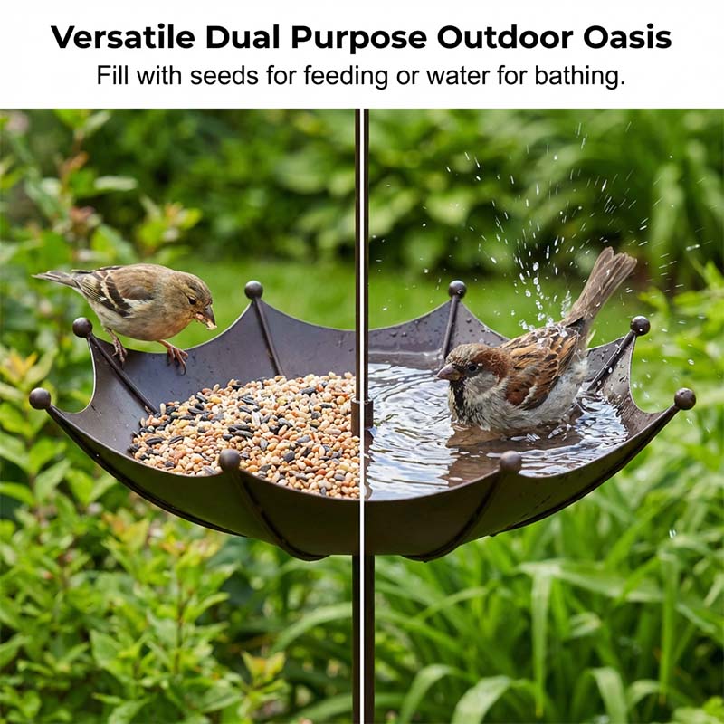 🐦 LIMITED-TIME 40% OFF! ✨ Hanging Umbrella Bird Feeder & Bath – Dual-Use, Rust-Resistant, Vintage Garden Decor ☂️