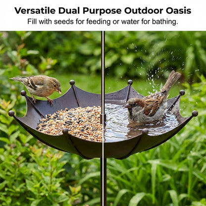 🐦 LIMITED-TIME 40% OFF! ✨ Hanging Umbrella Bird Feeder & Bath – Dual-Use, Rust-Resistant, Vintage Garden Decor ☂️